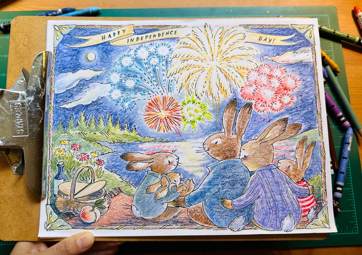 Independence Day with the Rabbits Coloring Page