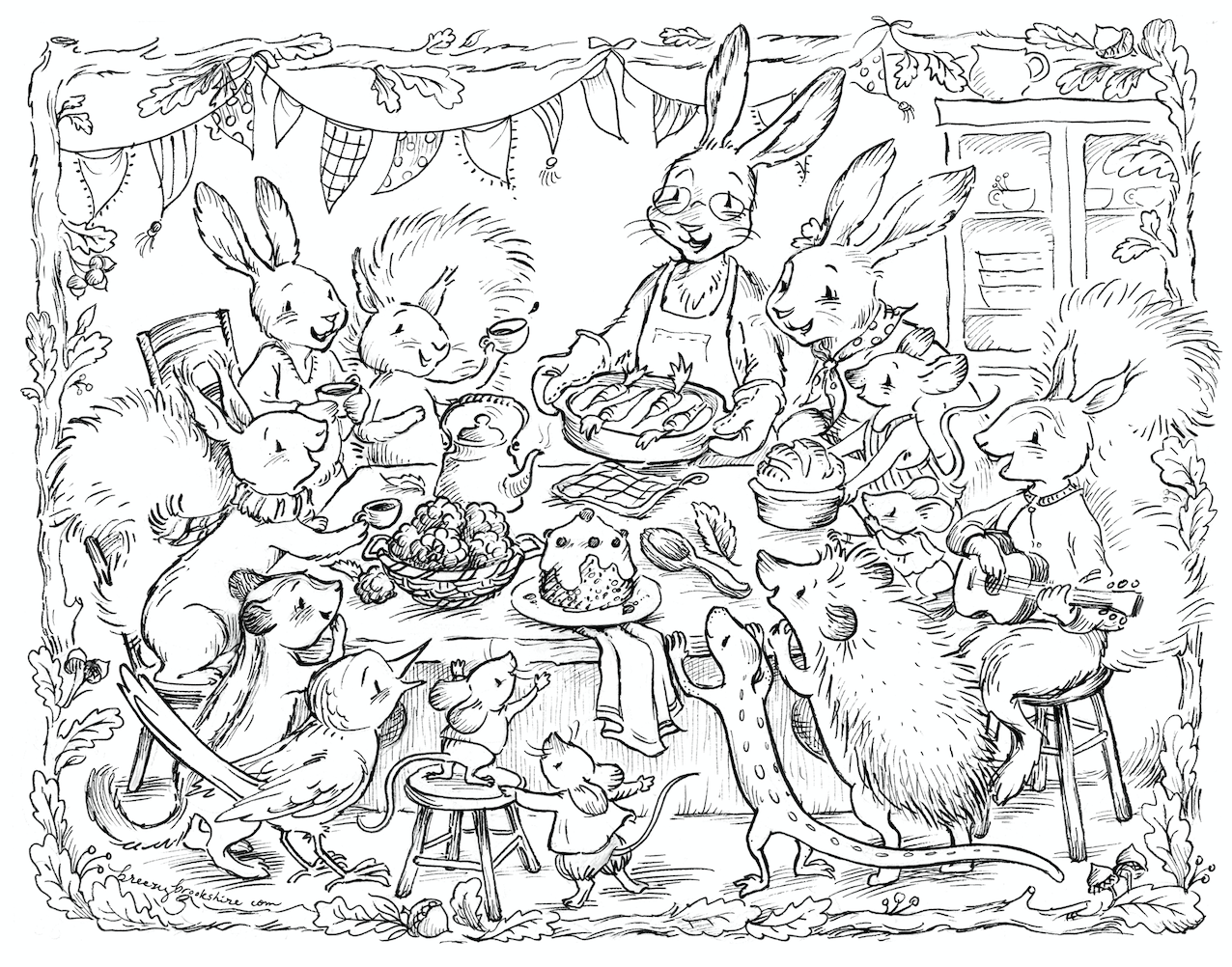 ScreenShot2024 11 26at9.35.10PM woodland thanksgiving feast coloring page for fall