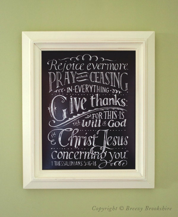 Rejoice Evermore - Chalkboard Art Print Bible Verse - 8x10