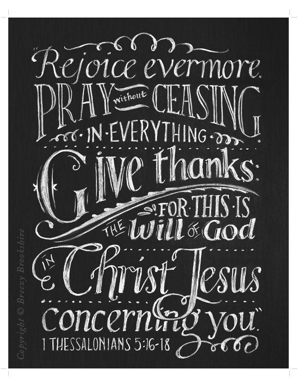 Rejoice Evermore - Chalkboard Art Print Bible Verse - 8x10