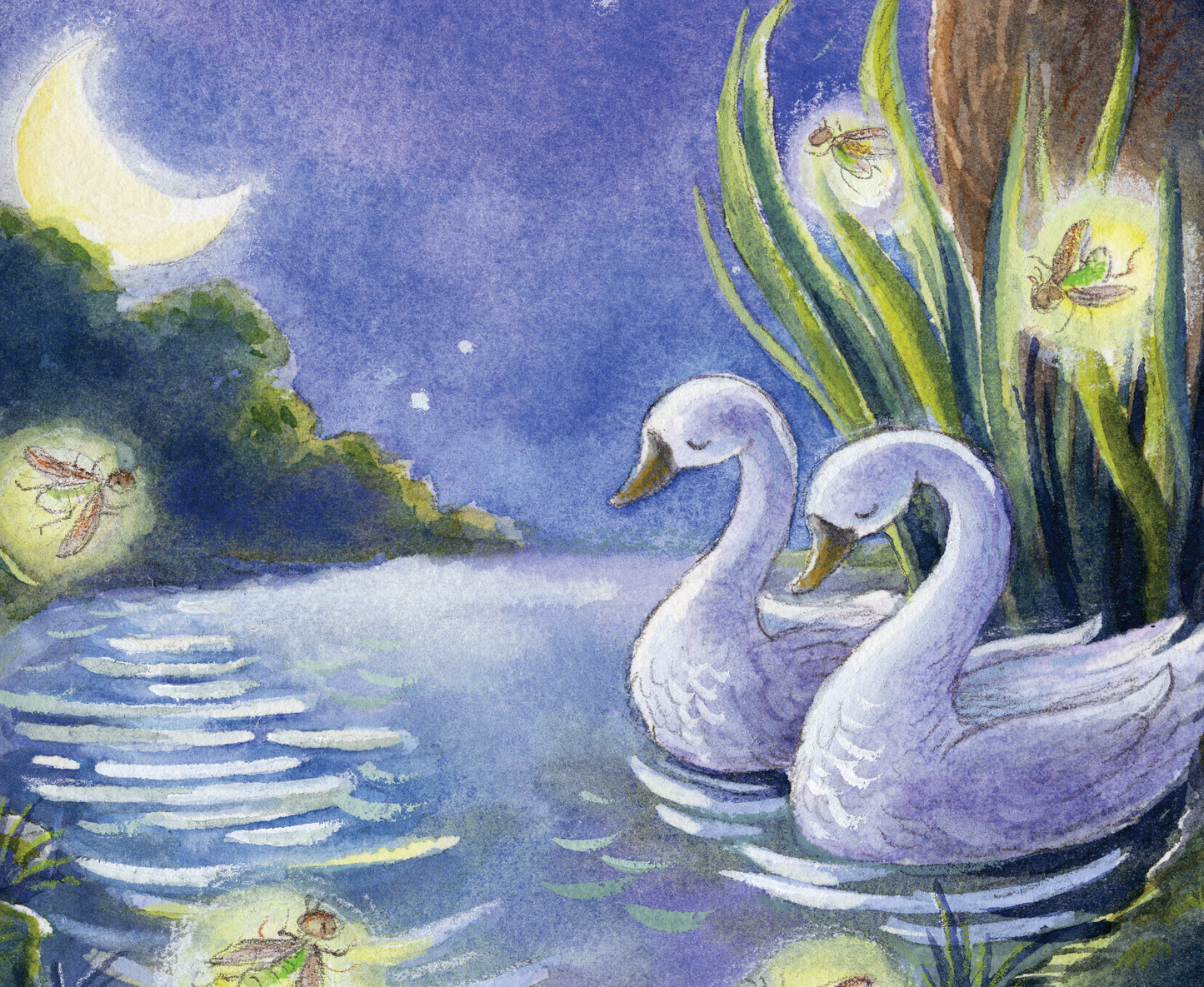 "Swans" Original Watercolor Illustration from The King of All Things for Children's Room