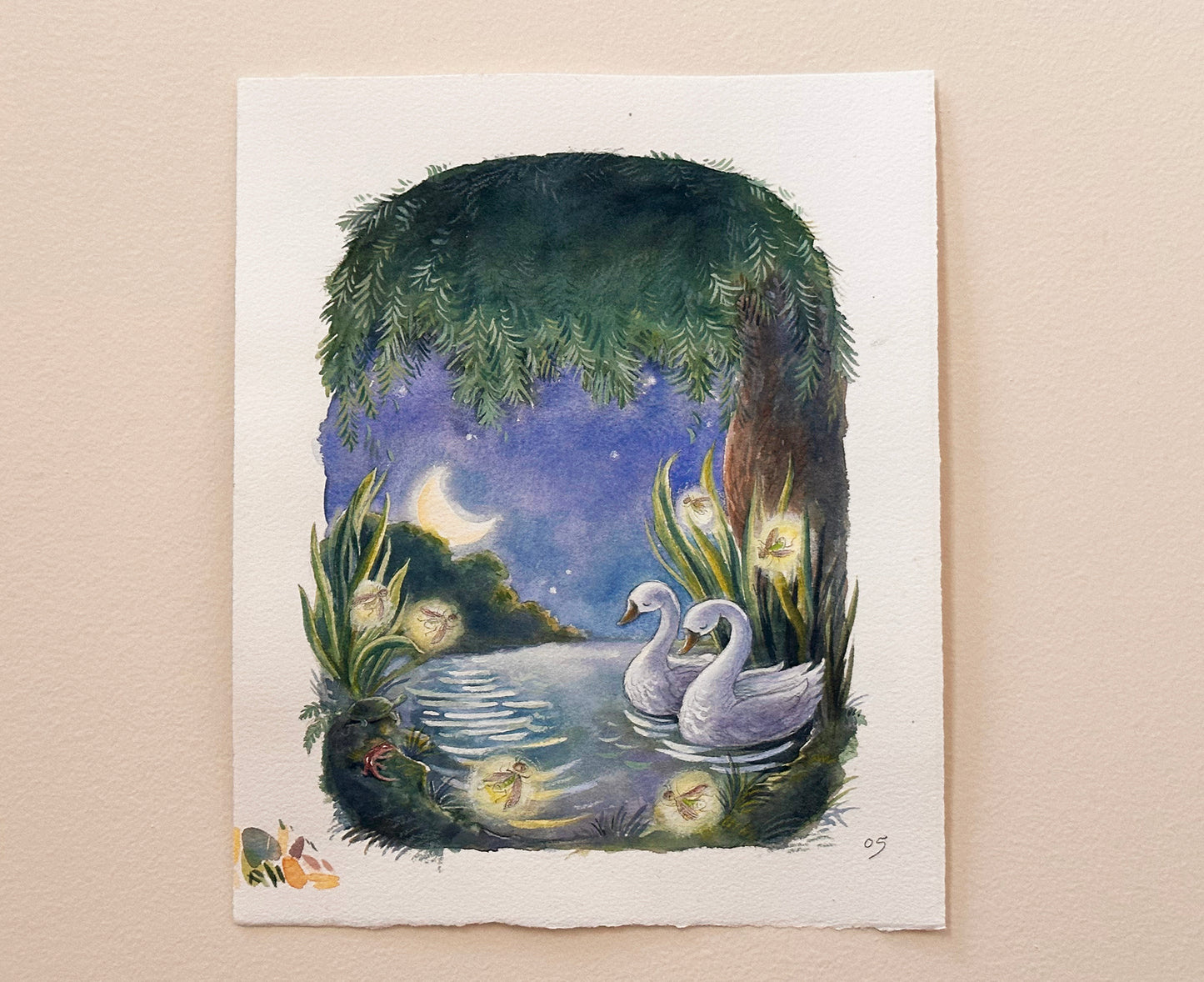 "Swans" Original Watercolor Illustration from The King of All Things for Children's Room