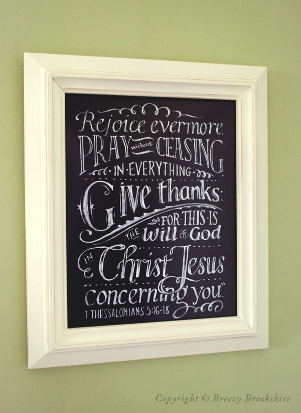 Rejoice Evermore - Chalkboard Art Print Bible Verse - 8x10