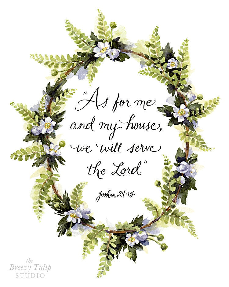We Will Serve the Lord - Watercolor Art Print - Hand Lettering - Woodland Home Decor
